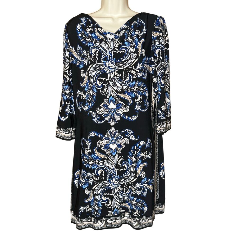White House Black Market Blue Jersey Cowl Neck Dress L